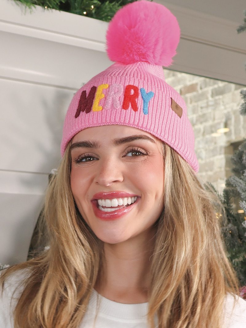 Simply Southern 0224 Preppy Letter Holiday Beanie Hat