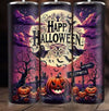 Happy Halloween Spooky Pumpkin Patch 20 oz Skinny Tumbler Cup With Straw