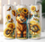 Highland Cow and Sunflowers 20 oz Skinny Tumbler Cup With Straw