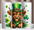 St. Patricks Day Lucky Shamrock Highland Cow 20 oz Skinny Tumbler Cup With Straw