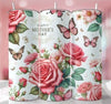 Happy Mothers Day Rose and Butterfly 20 oz Skinny Tumbler Cup With Straw