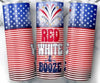 Patriotic Red White and Brew 4th of July 20 oz Skinny Tumbler Cup With Straw