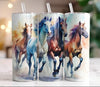 Running Horses 20 oz Skinny Tumbler Cup With Straw