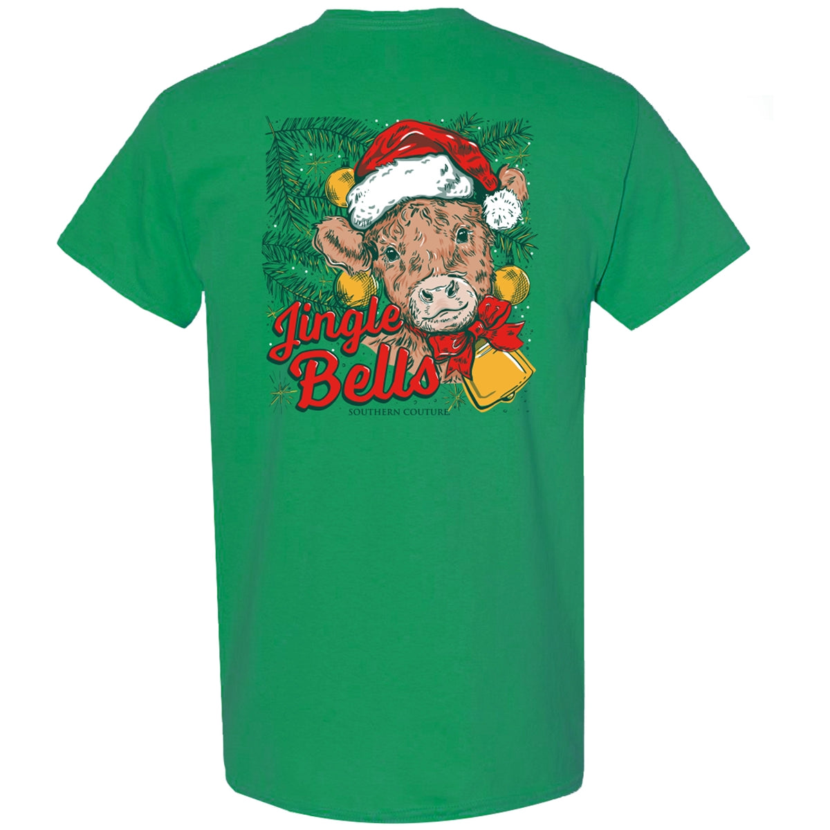 Southern Couture Classic Jingle Bells Cow Holiday T-Shirt