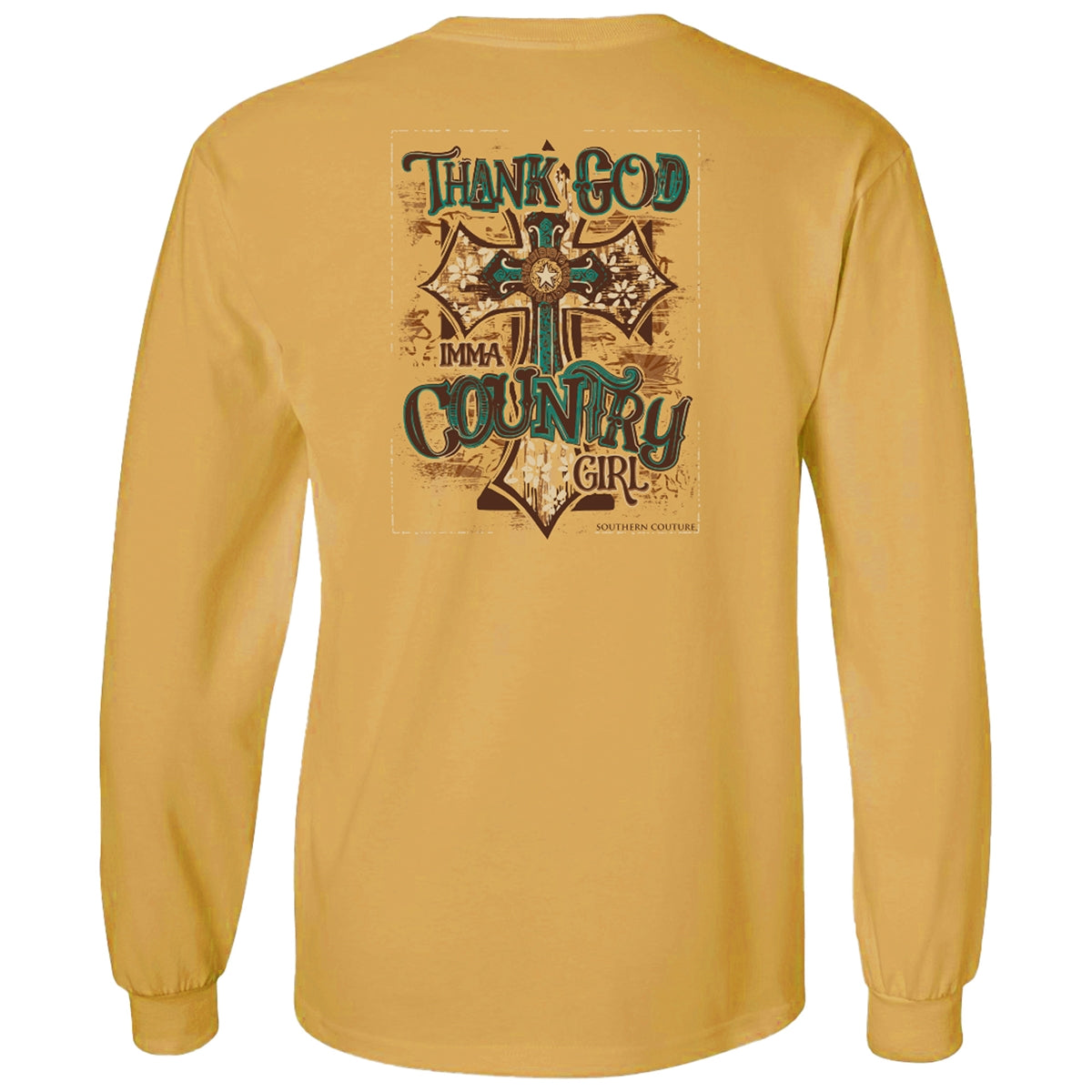 Southern Couture Thank God Im A Country Girl Comfort Colors Long Sleeve T-Shirt