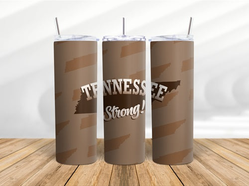 Tennessee Strong 20 oz Skinny Tumbler Cup With Straw