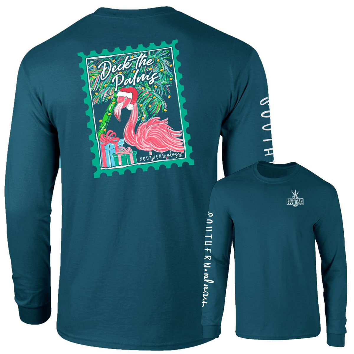 Southernology Deck the Palms Holiday Comfort Colors Long Sleeve T-Shirt