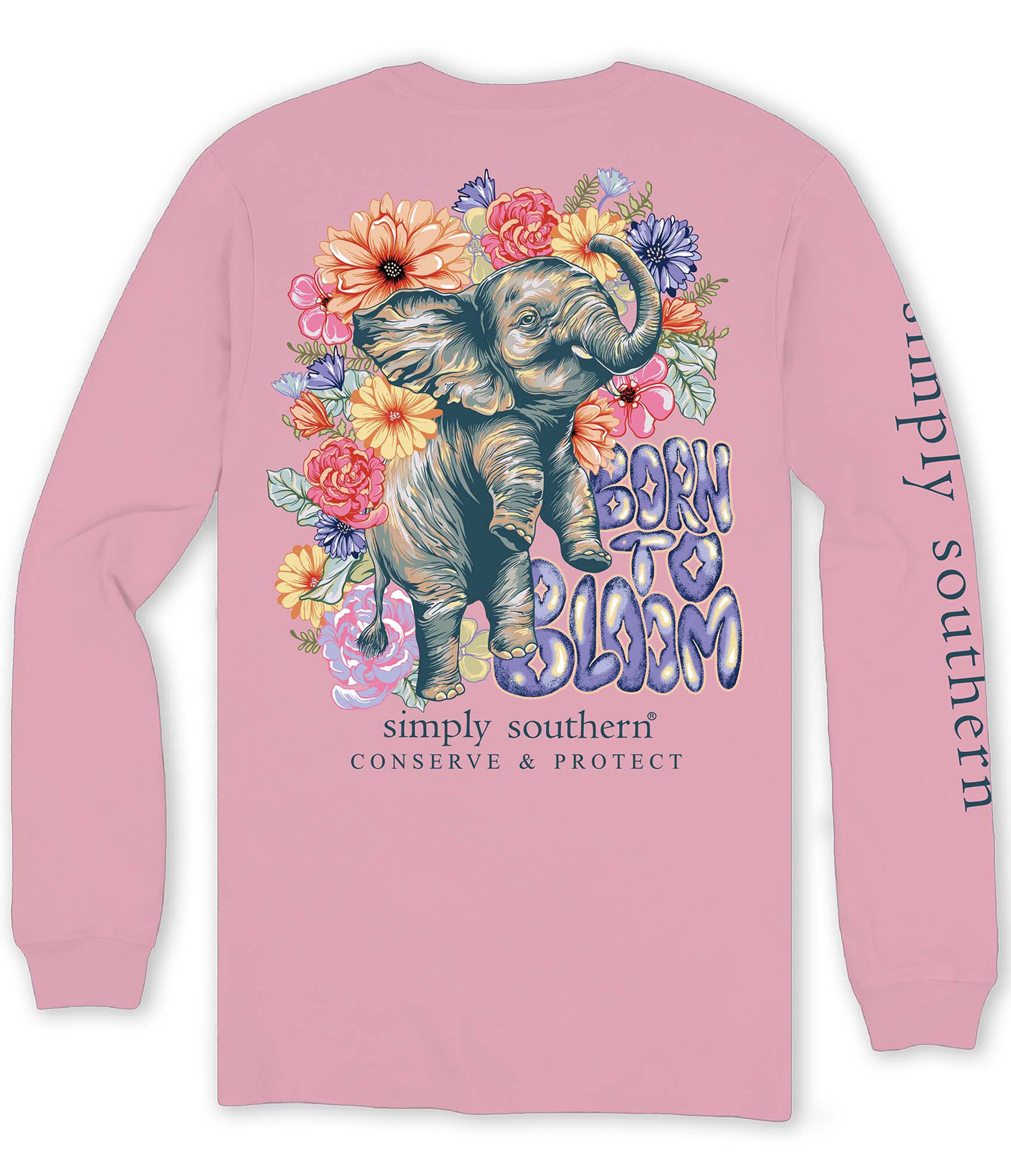 Simply Southern Elephant Tracker Bloom Candy Long Sleeve T Shirt SimplyCuteTees