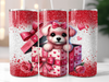 Valentine Puppy Dog 20 oz Skinny Tumbler Cup With Straw