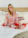 Simply Southern Cozy Feather Holiday Button PJ Pants &amp; T-Shirt Set