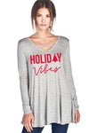 Holiday Vibes Christmas Criss Cross Long Sleeve Shirt