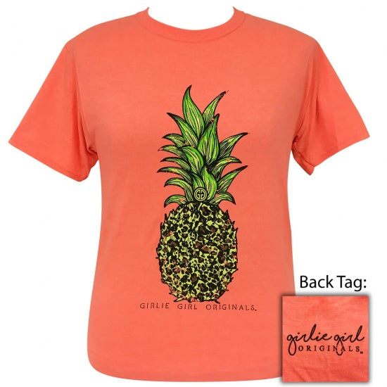 Girlie Girl Originals Preppy Leopard Pineapple Coral T-Shirt