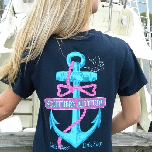 Country Life Outfitters Southern Attitude Anchor Bow Navy Vintage Girl ...