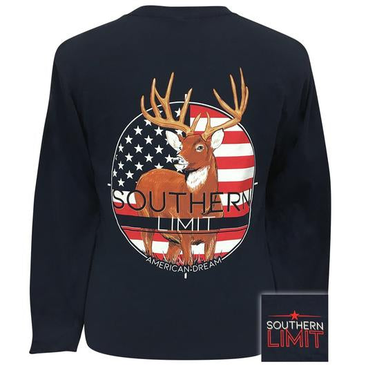 Southern Limits American Deer Flag Long Sleeve T-Shirt