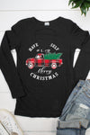 Have Yourself a Merry Little Christmas Plaid Truck Cut Out Long Sleeve T Shirt