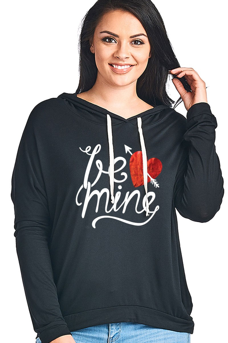 Be Mine Heart Arrow Valentines Day Long Sleeve Hoodie