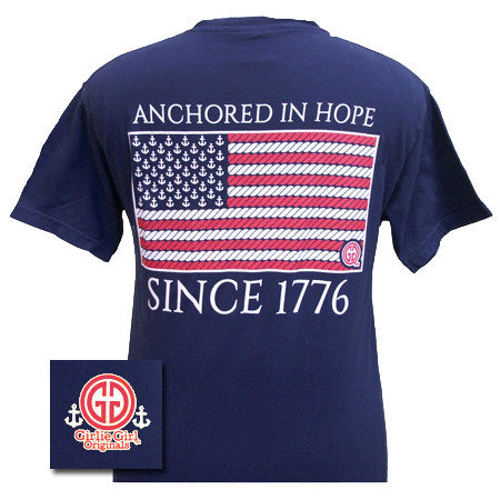 Navy Blue American Flag Shirt - Simple, Patriotic T-Shirt