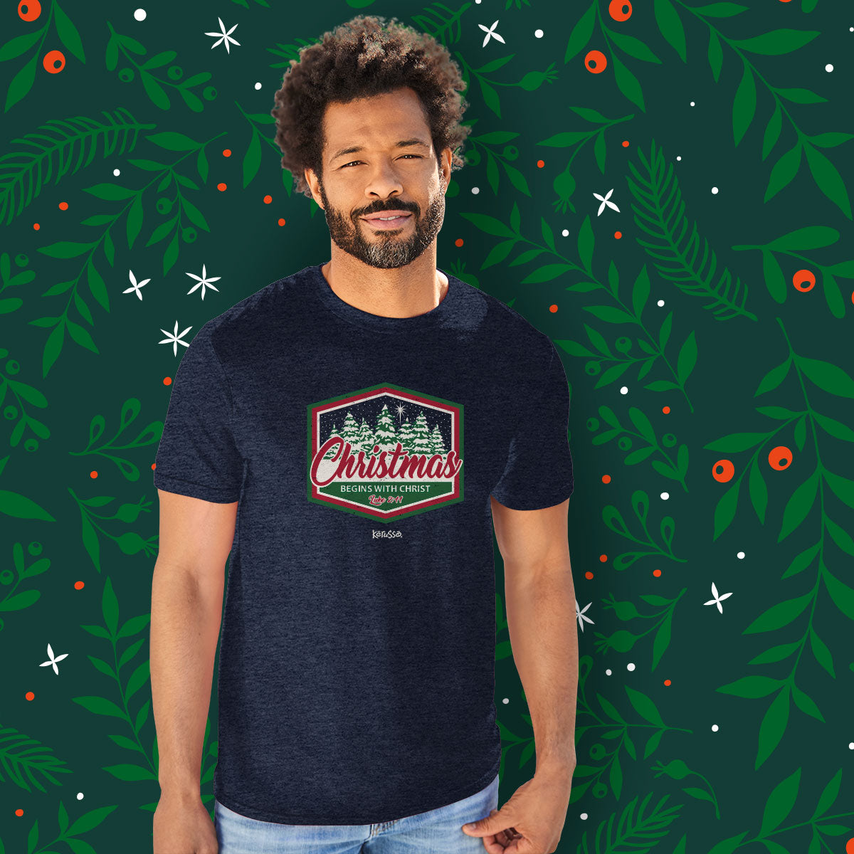 christmas begins with christ t shirt