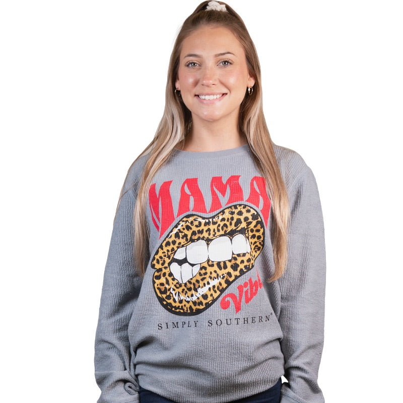 Simply Southern Mama Vibes Long Sleeve Crew Sweatshirt