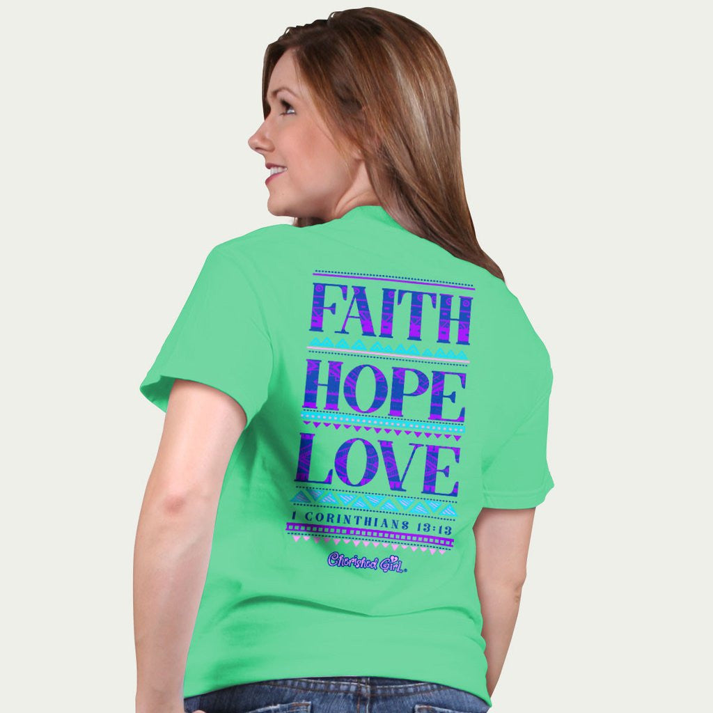 Cherished Girl Faith Hope Love Girlie Christian Bright T Shirt - SimplyCuteTees