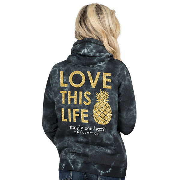 SALE Simply Southern Preppy Love Life Pineapple Cowl Neck Pullover Hoodie T-Shirt