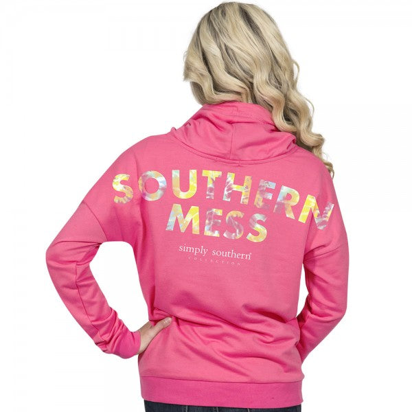 Simply Southern Preppy Southern Mess Cowl Neck Pullover Hoodie T