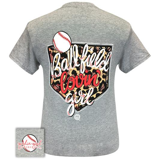 Girlie Girl Originals Preppy Ball Field Lovin Leopard Baseball T-Shirt