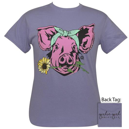 Girlie Girl Originals Preppy Sunflower Pig T Shirt