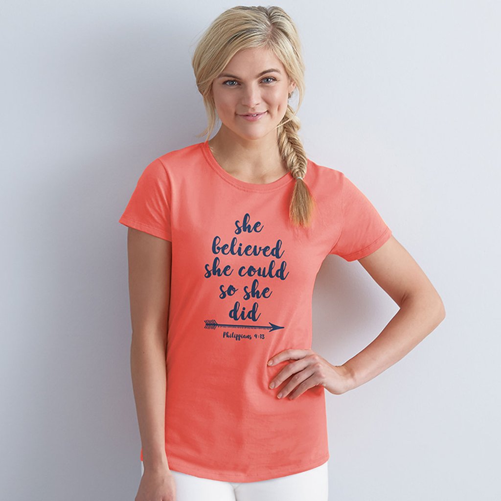 Grace & Truth She Believed She Could Arrow Christian Cherished Girl Bright T Shirt