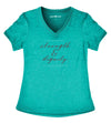 Cherished Girl Grace &amp; Truth Strength &amp; Dignity V-Neck Christian Bright T Shirt