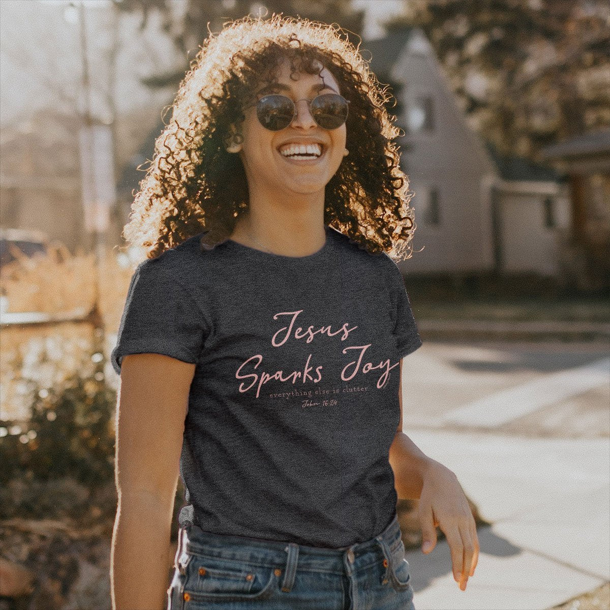 Cherished Girl Grace & Truth Jesus Sparks Joy Girlie Christian Bright T Shirt