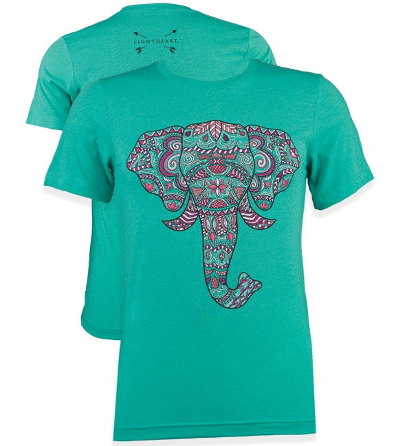 Southern Couture Lightheart Ellie Elephant Triblend Front Print T-Shirt