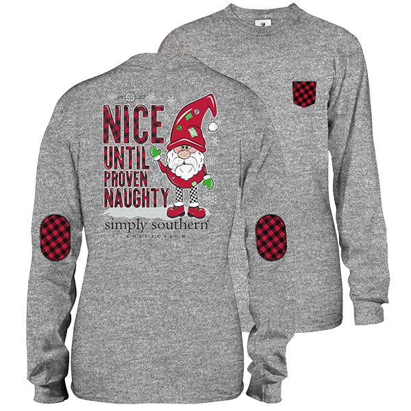 SALE Simply Southern Nice Until Proven Naughty Holiday Long Sleeve T-Shirt