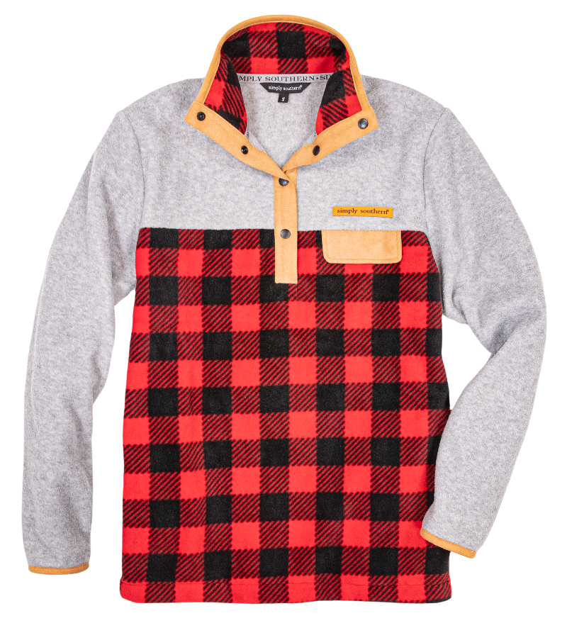 Simply Southern Classic Plaid Fleece Long Sleeve Crew Sweatshirt