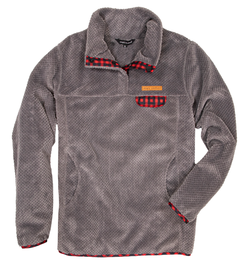 Simply Southern Grey Long Sleeve Super Soft Sherpa Pullover Sweatshirt