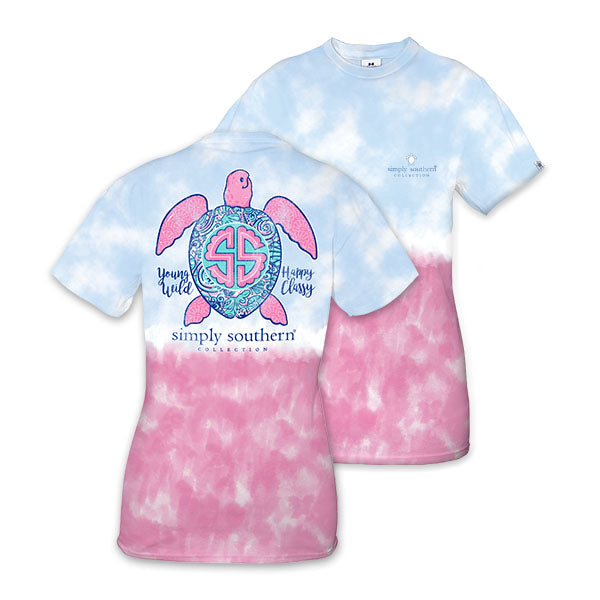 SALE Simply Southern Preppy Young Wild Happy Classy Turtle Tie Dye T-Shirt