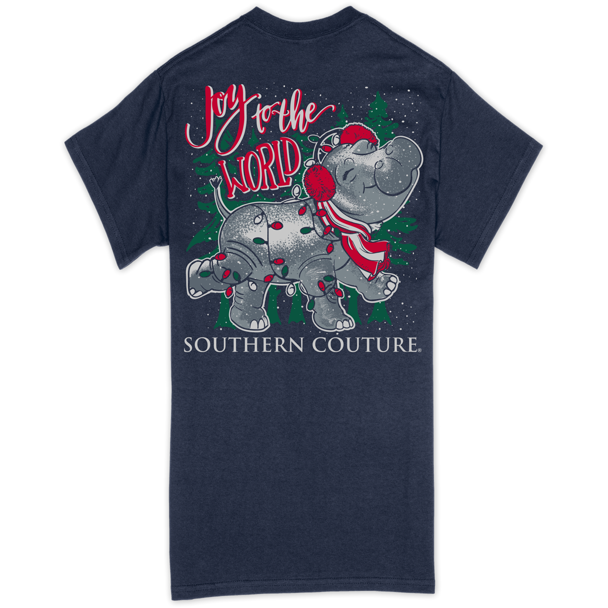 SALE Southern Couture Classic Joy to the World Hippo Holiday T-Shirt