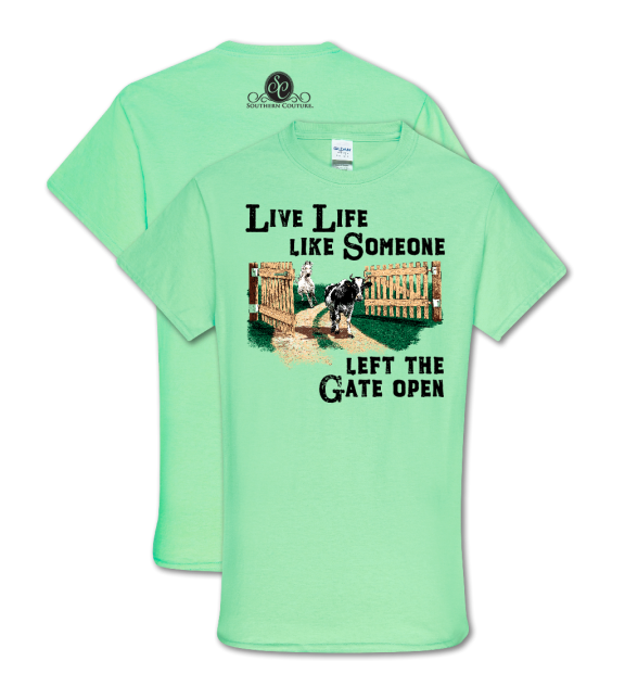 Southern Couture Preppy Left The Gate Open T-Shirt - SimplyCuteTees