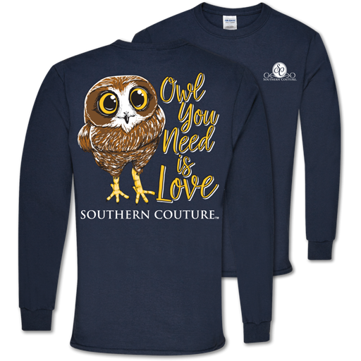 SALE Southern Couture Classic Owl You Need is Love Long Sleeve T-Shirt