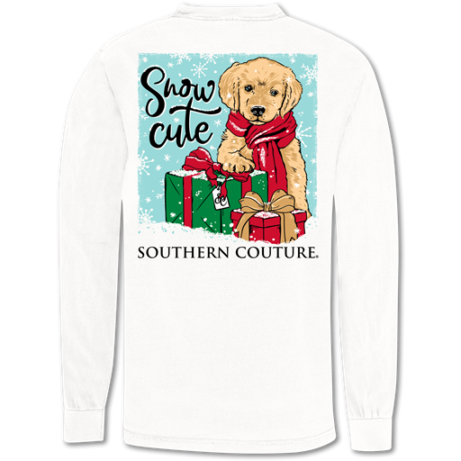 SALE Southern Couture Snow Cute Holiday Comfort Colors Long Sleeve T-Shirt