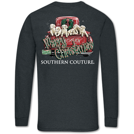 Southern Couture Classic Merry Christmas Pups Holiday Long Sleeve T-Shirt