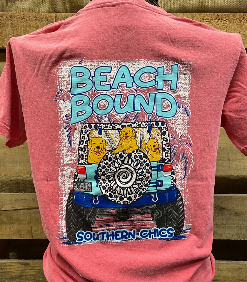 Southern Chics Apparel Beach Bound Dog Comfort Colors Girlie Bright T Shirt