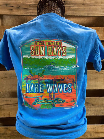 Southern Chics Sun Rays and Lake Waves Bright Comfort Colors T Shirt Tank Top Medium