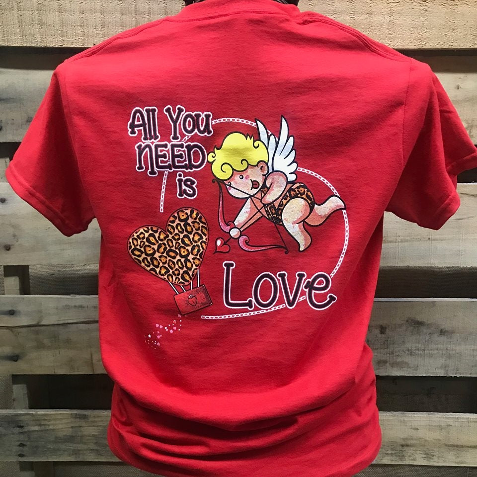 SALE Southern Chics All You Need is Love Cupid Girlie Bright T Shirt