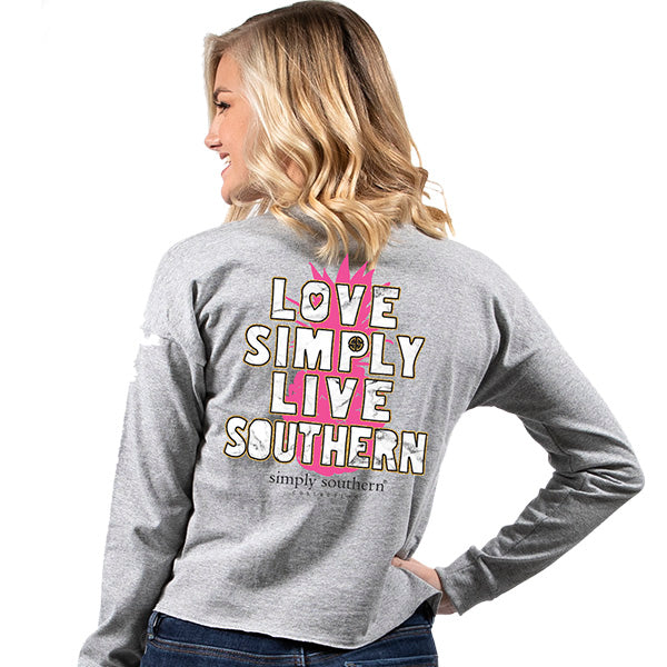 Simply Southern Preppy Live Love Pineapple Shortie Crop Top Long Sleeve T-Shirt