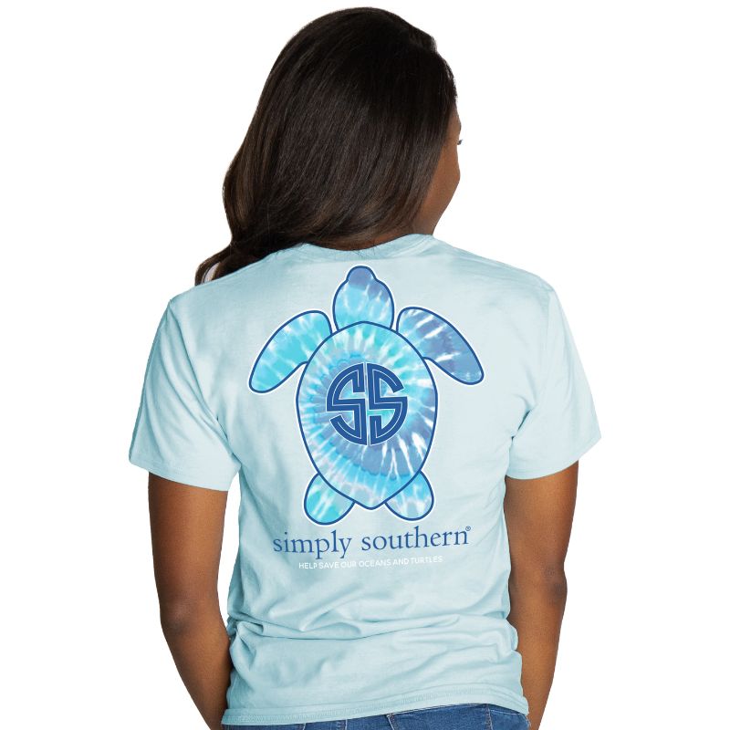 Simply Southern Preppy Save The Turtles Beach Turtle T-Shirt Youth Small / Ice