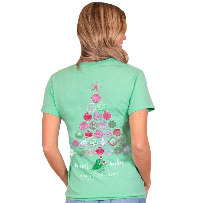 SALE Simply Southern Warm Wishes Turtle Christmas Tree T-Shirt