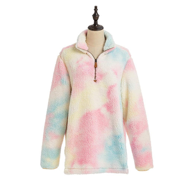 Katydid Preppy Pink Blue Tie Dye 1 Sherpa Pullover Jacket T Shirt SimplyCuteTees