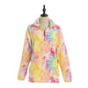 Katydid Preppy Yellow Pink Blue Tie Dye 2 Sherpa Pullover Jacket T-Shirt