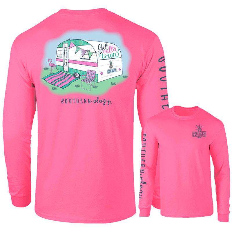 Southernology Get Outta Town Camper Comfort Colors Long Sleeve T-Shirt